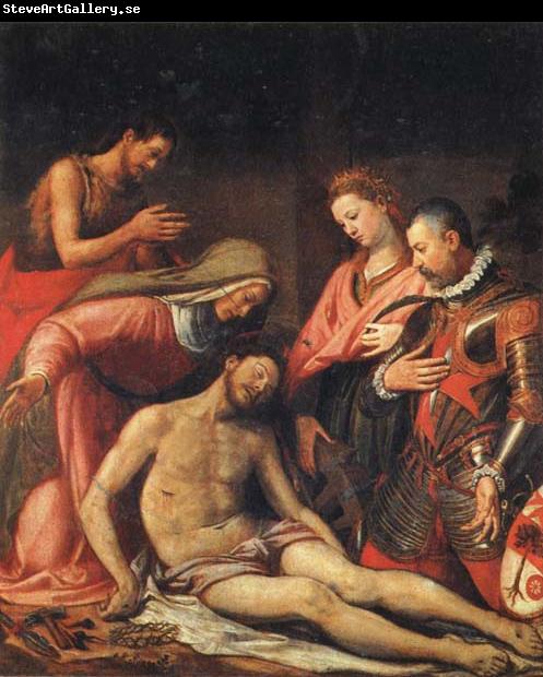 Santi Di Tito The Depostition from the Cross with the Virgin,SS.Johnt the Baptist and Catherine of Alexandria,and the Patron,Bal-dassarre Suarez